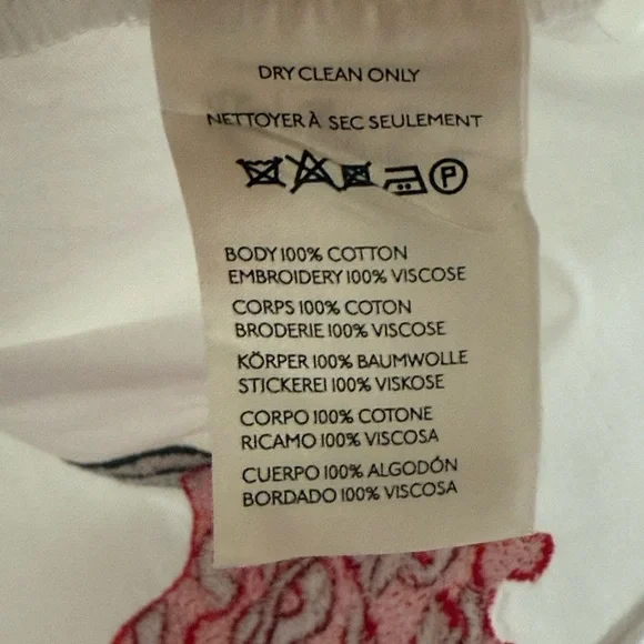 By Anthropologie Puff-Sleeve Tie-Front Embroidered Blouse Sz 1X - Picture 5 of 7